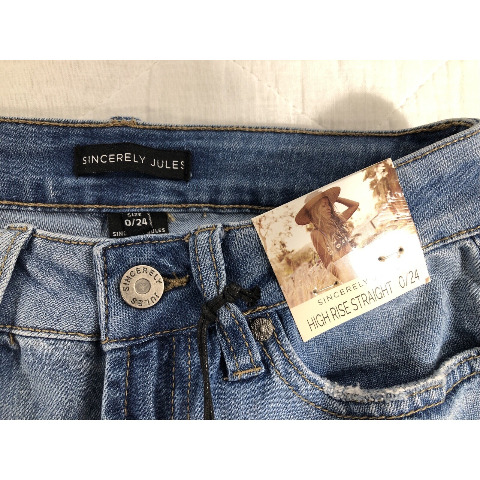Sincerely Jules Jeans Women's 0/24 Denim Blue High Rise Straight Stretch Nwt — image 3 of 8